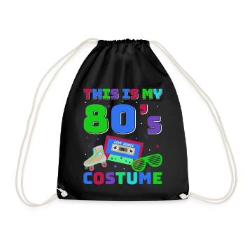 80s Retro CostumeTheme Party Costume 90s Party - Drawstring Bag - black - Front