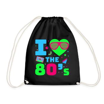 80s Retro CostumeTheme Party Costume 90s Party - Drawstring Bag - black - Front