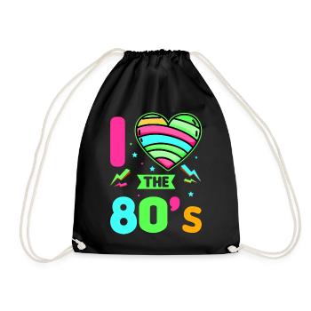 80s Retro CostumeTheme Party Costume 90s Party - Drawstring Bag - black - Front
