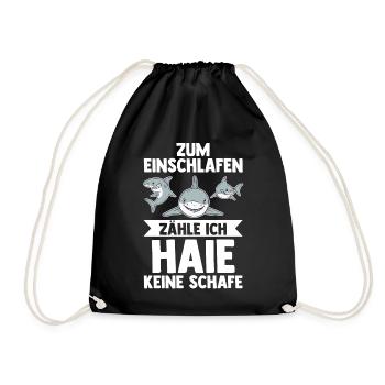 Fische Haifisch - Turnbeutel - Schwarz - Vorne