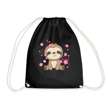Sloth cute animals for kids kawaii - Drawstring Bag - black - Front