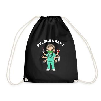 Six-armed caregiver geriatric nurse geriatric care - Drawstring Bag - black - Front