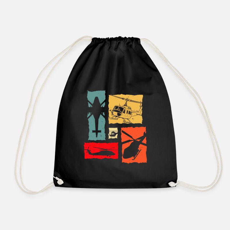 Hélicoptère rétro - Sac de sport léger - noir