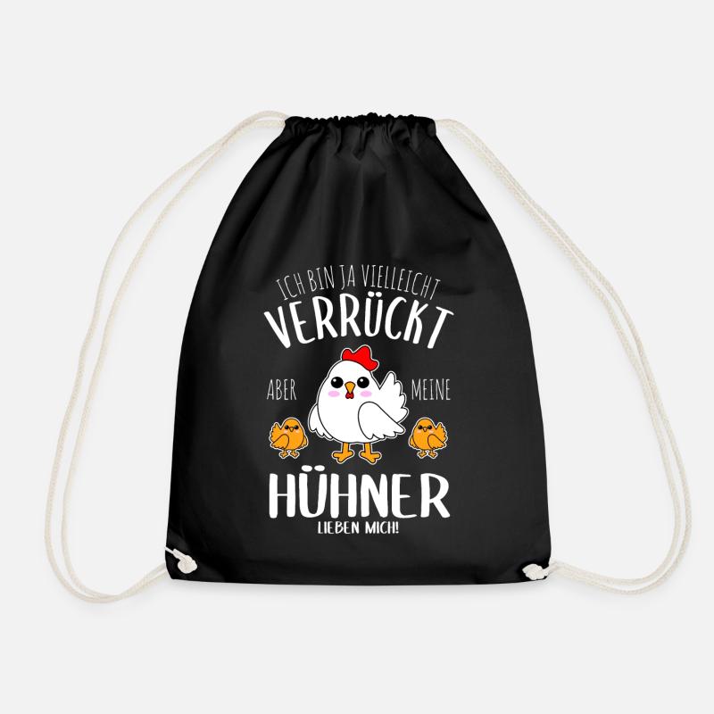 Hühner Huhn Henne Bäuerin Hühnerstall Geschenk - Turnbeutel - Schwarz