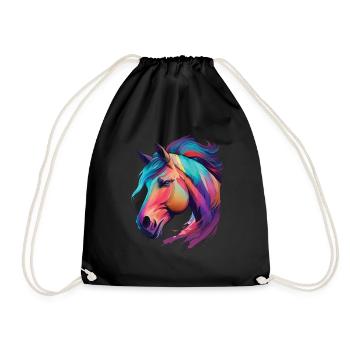 Tête de cheval de poney belle œuvre d’art pour les cavaliers - Sac de sport léger - noir - Devant