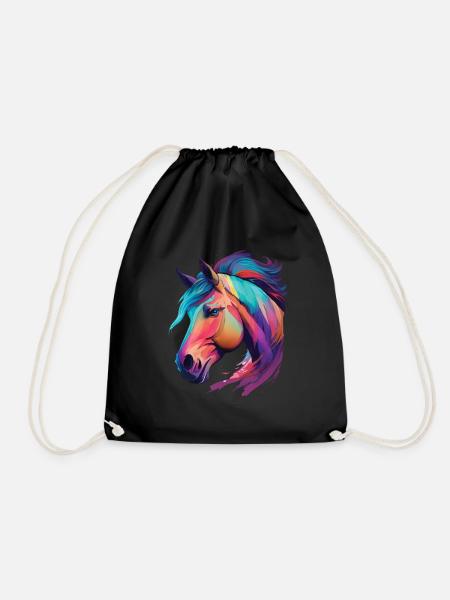 Pony Pferd Kopf schönes Kunstwerk für Reiter - Turnbeutel - Schwarz