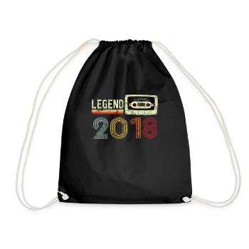 2018 Birthday Vintage Cassette - Drawstring Bag - black - Front