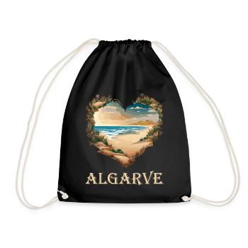 Algarve, Portugal. Heart Beach - Turnbeutel - Schwarz - Vorne