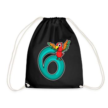 6 Birthday 6 years old with animal motif - six - Drawstring Bag - black - Front
