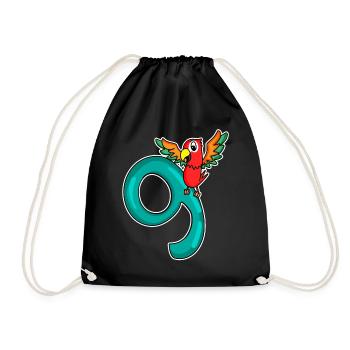 9 Birthday 9 years old with animal motif - nine - Drawstring Bag - black - Front