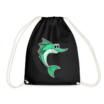 Niedlicher Schwertfisch - Turnbeutel - Schwarz - Vorne