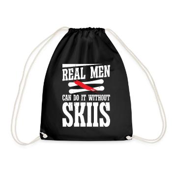 Real men can do it without skiis - Drawstring Bag - black - Front