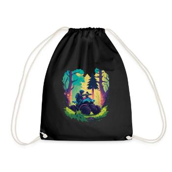 Quad Motorsport Offroad Biker Adventure Bike - Drawstring Bag - black - Front