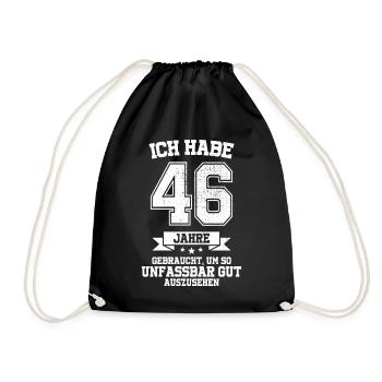 46. Geburtstag Geschenk Habe 46 Jahre Gebraucht - Turnbeutel - Schwarz - Vorne