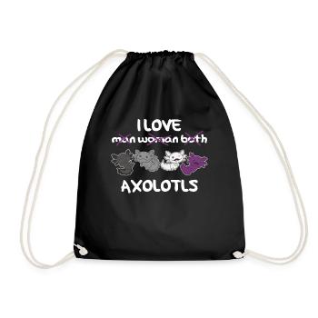 Asexuell Flag Pride LGBTQ süße Axolotl - Turnbeutel - Schwarz - Vorne