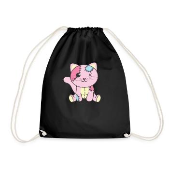 Kawaii Gothic Cat Pastel Gothic Goth - Drawstring Bag - black - Front