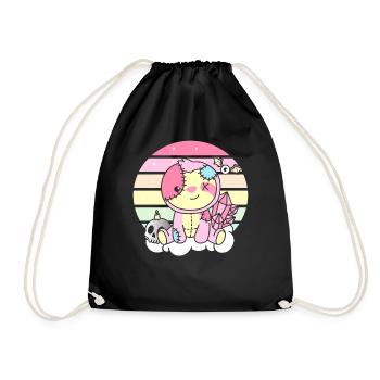 Kawaii Gothic Sloth Pastel Gothic Goth - Drawstring Bag - black - Front