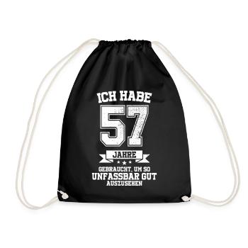 57. Geburtstag Geschenk Habe 57 Jahre Gebraucht - Turnbeutel - Schwarz - Vorne