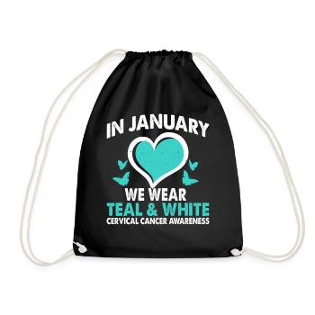 Im Januar Tragen Wir Teal & White - Turnbeutel - Schwarz - Vorne