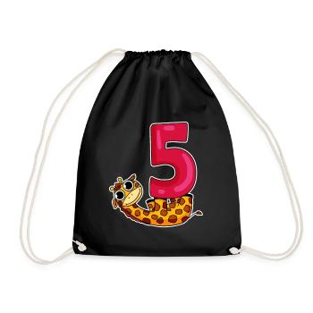 5 Motif d’anniversaire Girafe - Cinq ans - Sac de sport léger - noir - Devant