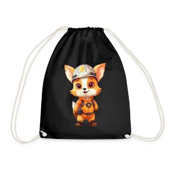 Renard mignon en tant que pompier - Fire Brigade Forest Animal - Sac de sport léger - noir - Devant