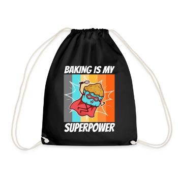 Baking is my Superpower, Muffin - Drawstring Bag - black - Front