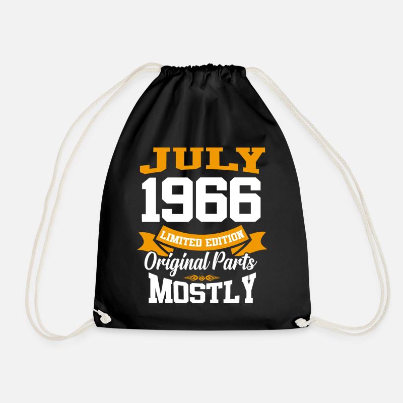 July 1966 Vintage Birthday Gift - Drawstring Bag - black