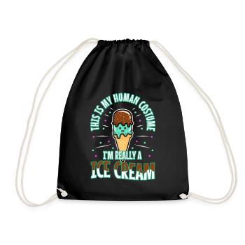 This is my human costume i'm really an ice cream - Drawstring Bag - black - Front