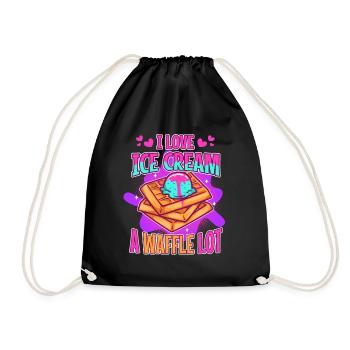 I love ice cream a waffle lot - Drawstring Bag - black - Front