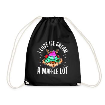 I love ice cream a waffle lot - Drawstring Bag - black - Front