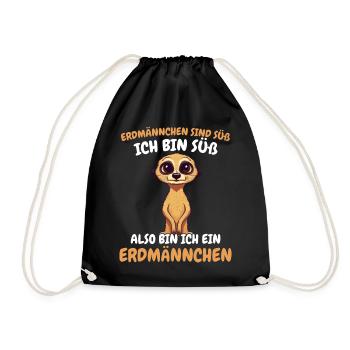 Erdmännchen Scharrtier Tier - Turnbeutel - Schwarz - Vorne