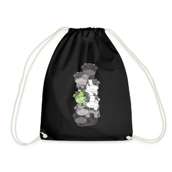 Agender Flag Pride LGBTQ Cute Cow Stack - Drawstring Bag - black - Front