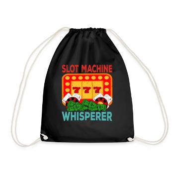Casino Gambling Slot Machine Card Game - Drawstring Bag - black - Front
