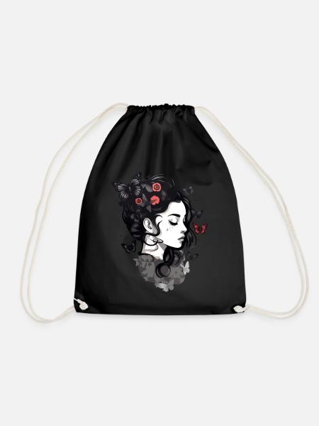 Filles gothiques et papillons: esthétique - Sac de sport léger - noir