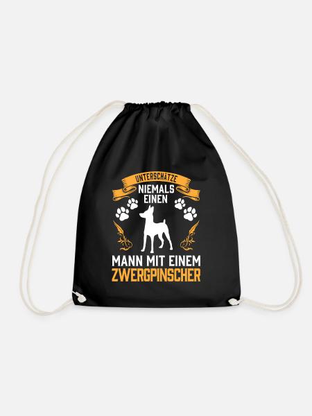 Mann mit Zwergpinscher Pinscher - Turnbeutel - Schwarz