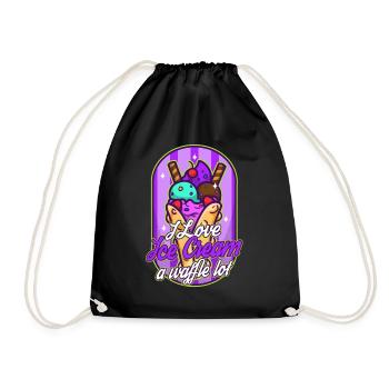 I love ice cream a waffle lot - Drawstring Bag - black - Front