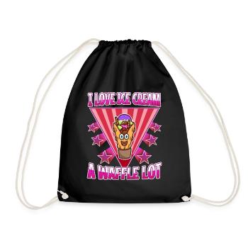I love ice cream a waffle lot - Drawstring Bag - black - Front