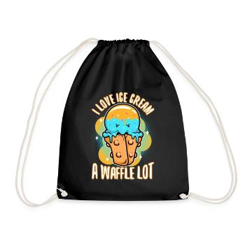 I love ice cream a waffle lot - Drawstring Bag - black - Front