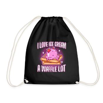 J’aime la crème glacée beaucoup gaufre - Sac de sport léger - noir - Devant