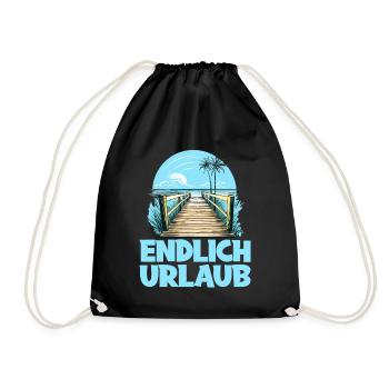 Urlaubsbereit Urlaub für einen Strandurlaub - Turnbeutel - Schwarz - Vorne