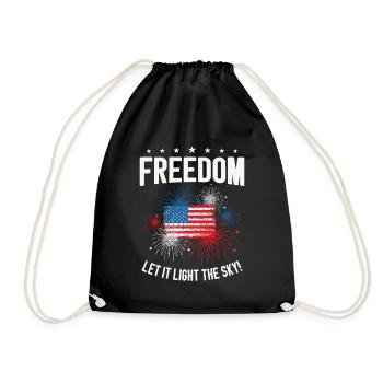 USA Independence Patriotic American Flag Fireworks - Drawstring Bag - black - Front