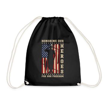 USA Independence Military Heroes Soldier Freedom - Drawstring Bag - black - Front