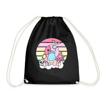 Kawaii Platypus Sloth Pastel Gothic - Drawstring Bag - black - Front