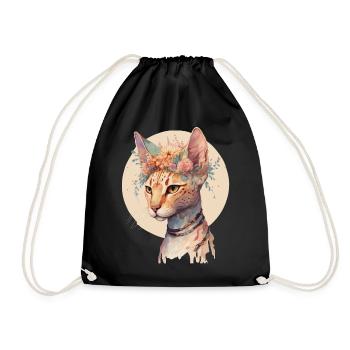 Mignon Ocicat Cat Fleur Couronne Chats Chaton Pet Chaton - Sac de sport léger - noir - Devant