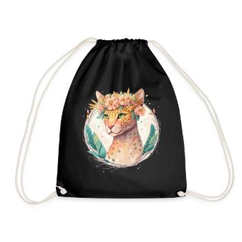 Mignon Ocicat Cat Fleur Couronne Chats Chaton Pet Chaton - Sac de sport léger - noir - Devant