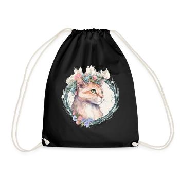 Mignon Manx Cat Fleur Crown Cats Chaton de compagnie - Sac de sport léger - noir - Devant