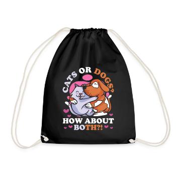 Cats or dogs, how about both cats - Drawstring Bag - black - Front