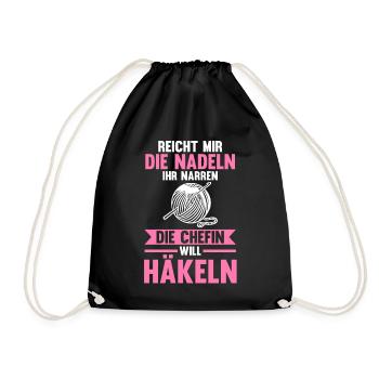 Stricken Nähen Häkeln - Turnbeutel - Schwarz - Vorne
