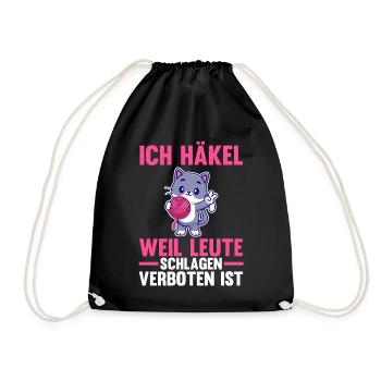 Stricken Nähen Katze Häkeln - Turnbeutel - Schwarz - Vorne