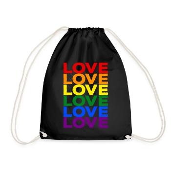 Pride LGBT Gay Love Rainbow LGBTQ CSD Gift - Drawstring Bag - black - Front